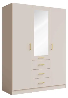 Produktbild von Masseno Drehtürenschrank NEVARIS 150,5/200,5/58cm 3-türig mit Spiegel Sandbeige