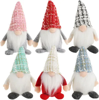 Produktbild von COM-FOUR® 6x Premium Weihnachts-Wichtel 15cm - Weihnachtsdeko - winterliche Zwergen-Figur - Dekoartikel - skandinavische Deko-Trolle - schwedischer Gnom mit Bart und Wintermütze