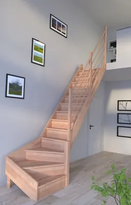 Produktbild von Holztreppe Rhodos in 1/4 gewendelter Ausführung rechts-Buche-Holz-Holz Design Geländer-rechts-mit Setzstufen