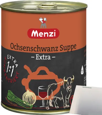 Produktbild von Menzi Ochsenschwanz Suppe Extra viel Rindlfeisch Konzentriert (800ml Dose) + usy Block