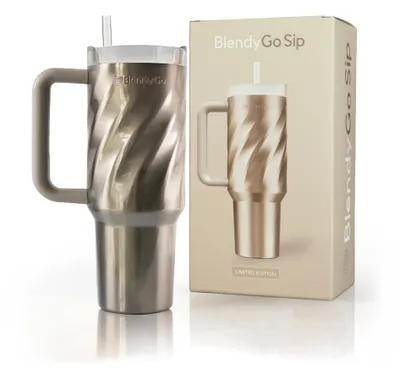 Isolierbecher 900 ml, Edelstahl, doppelwandig, mit Henkel, Goldperle