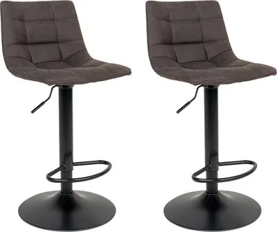 Produktbild von Middelfart Barhocker höhenverstellbar | Barstuhl braun im 2er Set mit schwarzem Fuß
