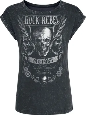 Produktbild von Rock Rebel by EMP Damen graues T-Shirt mit Krempelärmeln und Rundhals XL