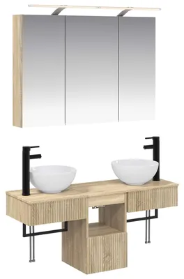 Imagen del producto de vidaXL Juego de 4 armarios para baño, estilo Sonoma, fabricados en madera contrachapada