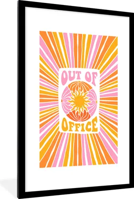 Produktbild von MuchoWow® Gerahmtes Poster Zitate - Außer Haus - Rosa - Orange - Gelb 60x90 cm - Poster mit Schwarzem Bilderrahmen Wandposter Rahmen Foto Bilder - Dekoration - Wandposter Wohnzimmer - Hochwertig
