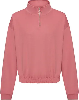 Produktbild von Just Hoods JH037 | WomenŽs Cropped 1/4 Zip Damen Sweatshirt - Farbe: Dusty Rose - Größe: S