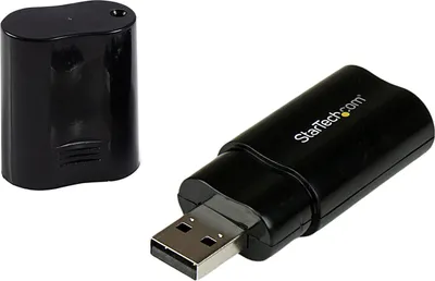 Produktbild von StarTech.com USB Audio Adapter, USB A, 2x3.5 mm, Schwarz, 53.5 g, 32.00 mm, 244.00 mm
