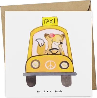 Produktbild von Mr. & Mrs. Panda Glückwunschkarte Taxifahrerin Herz - Weiß - Geschenk, faltkarte, Grußkarte, anlasskarte, Klappkarte, doppelkarte