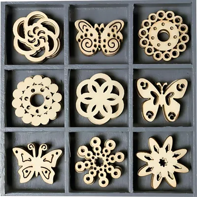 Produktbild von Holzornamentbox Schmetterling Ornament VE=45 Stück