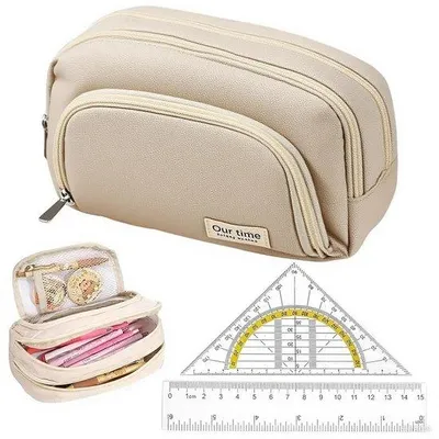 Immagine prodotto di Astuccio scolastico a 3 scomparti, 21x7x13 cm, con righello e goniometro, per la scuola