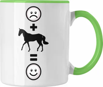 Produktbild von Trendation - Pferde Reiten Tasse Geschenk für Reiterin Pferdeliebhaber  :( + Pferd = :) Lustige Geschenkidee Geburtstag (Grün)
