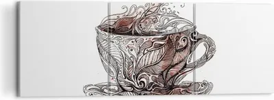Produktbild von Bild auf Leinwand - Leinwandbild - Abstraktion Tasse Tee heiß - 120x40cm - Wand Bild - Wanddeko - Leinwanddruck - Bilder - Kunstdruck - Wanddekoration - Leinwand bilder - Wandkunst - CA120x40-2976