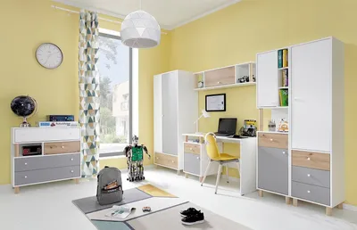 Produktbild von Jugendzimmer Kinderzimmer komplett Ferry Set C Schrank Schreibtisch Kommode Regale