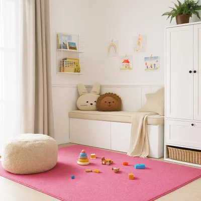 Produktbild von Velours Kinderteppich Joy Kids Pink, Größe:400x500 cm
