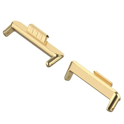 Two gold-colored watch band connector adapters are shown against a white background.