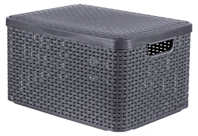 Image de Curver Boîte de rangement avec couvercle Style L 30L métallique argenté