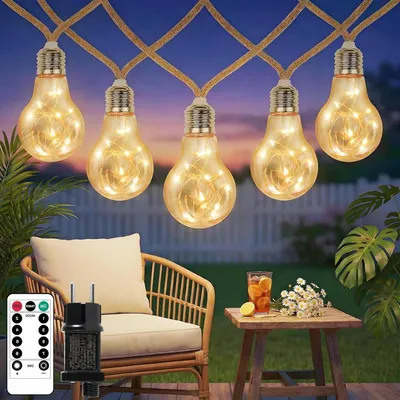 Immagine prodotto di Catena luminosa a LED - Illuminazione esterna a corda - Decorazione per il giardino - 8 modalità di illuminazione - 7 metri, 20 LED - Luce bianco caldo