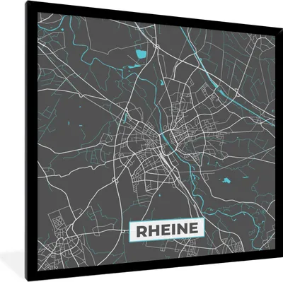 Produktbild von MuchoWow® Gerahmtes Poster Deutschland - Blau - Rheine - Stadtplan - Karte 40x40 cm - Poster mit Schwarzem Bilderrahmen Wandposter Rahmen Foto Bilder - Mit Rahmen - Wanddekoration Schlafzimmer