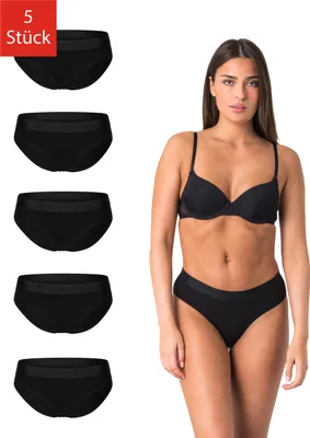 Produktbild von Elsie Unterhose Damen Hipster Slip 5er Pack, Damen Größen:XL, Damen Farben:Schwarz