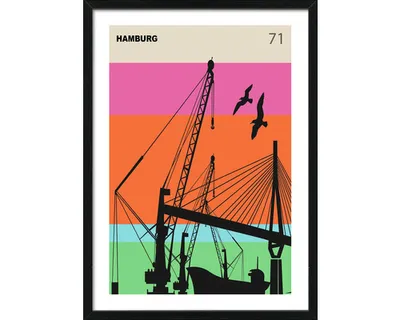 Produktbild von Gerahmtes Bild Hamburg Retro 53x73 cm