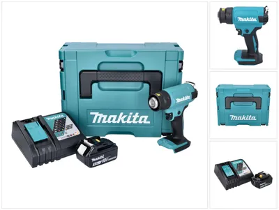 Immagine prodotto di Pistola ad aria calda a batteria Makita DHG 180 RT1J 550°C 18V+ 1x batteria 5,0Ah + caricabatterie + valigetta Makpac