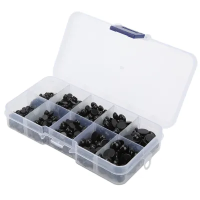 Obrázok produktu pre Čierne okrúhle oči pre bábiky, oči pre hračky, čierne oči pre bábiky, oči pre gombíky, bezpečnostné oči, oči pre bábiky