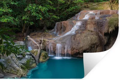 Produktbild von MuchoWow® Wandtattoo Wandsticker Wandaufkleber Wasserfall - Felsen - Landschaft 60x40 cm Selbstklebend und Repositionierbar - Wierderverwendbar - Selbstklebend