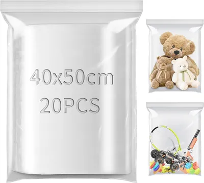 Obrázek produktu pro Plastové sáčky se zipem, 20 kusů, průhledné, opakovaně použitelné, vhodné pro skladování
