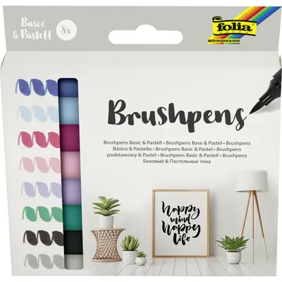 Produktbild von folia Pinselstift Brush Pens "Basic & Pastell" 8er Set