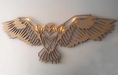 Image de Décoration murale Aigle Décoration en bois véritable (avec éclairage LED) Idée cadeau pour appartement Décoration murale