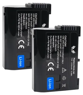 Produktbild von 2x SK Akku für Nikon EN-EL15c | 2250mAh | EN-EL15b EN-EL15 Zf Z8 Z7 II D850