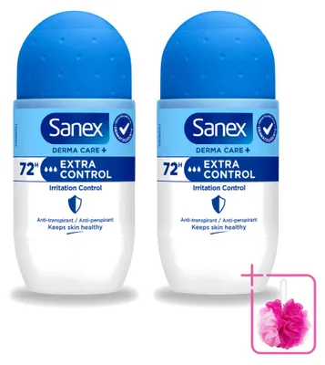 Immagine prodotto di 2 deodoranti roll-on Sanex Dermo Extra Control - 53 ml - confezione risparmio - 2 pezzi