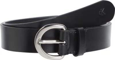 Imagen del producto de Cinturón de cuero para mujer Calvin Klein, estilo casual, con hebilla de pinza, 3,0 cm de ancho, color beige (negro/gris)