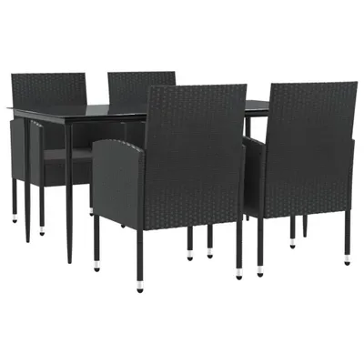 Produktbild von vidaXL 5-tlg. Garten-Essgruppe Schwarz Poly Rattan und Stahl