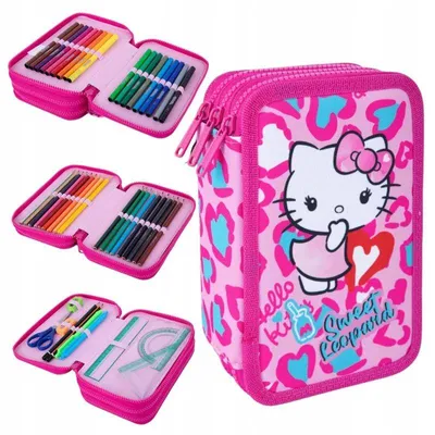 Produktbild von CoolPack | Federmäppchen Jumper 3 Hello Kitty Pink, 3 Fächer, Komplettset mit 46 Teilen
