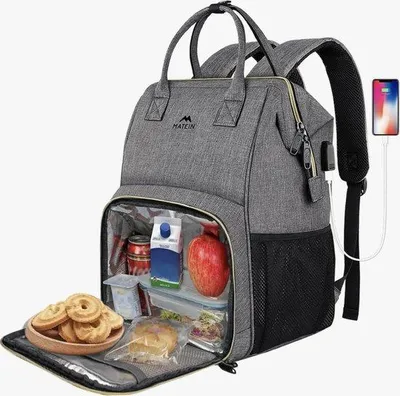 Productafbeelding van Famanu lunchrugzak met geïsoleerde tas - Grijs