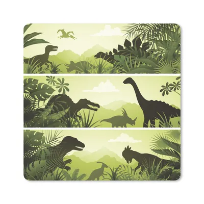 Produktbild von MuchoWow® Mauspad Mousepad Dinosaurier - Dschungel - Illustration - Kinder - Kind 30x30 cm - Mousepads - Maus Mat - Pad - Mausunterlage - Gaming