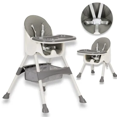 Produktbild von Hochstuhl 2in1 Kinderhochstuhl Babystuhl Tablett Fütterungssessel Kleinkind Tisch Sitz Stuhl Kombihochstuhl, Futterstuhl für Babys, 5-Punkt Gurt