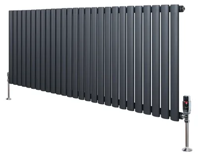 Imagen del producto de Radiador de panel con válvula termostática y cromados – 600 mm x 1620 mm – Gris antracita