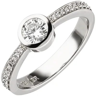 Produktbild von Ring Damenring aus 925 Silber rhodiniert mit 19 Zirkonia Breite 6,8mm Silberring Innenumfang 56mm  Ø17.8mm