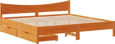 Produktbild von vidaXL Massivholzbett mit Schubladen Wachsbraun 200x200 cm Kiefer