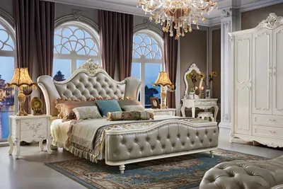 Produktbild von Bett Polsterbett Luxus Doppel Schlafzimmer Echtholz Betten Chesterfield Barock