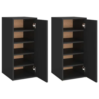 Image de vidaXL Armoires à chaussures 2 pcs. noir 32x35x70 cm Bois composite