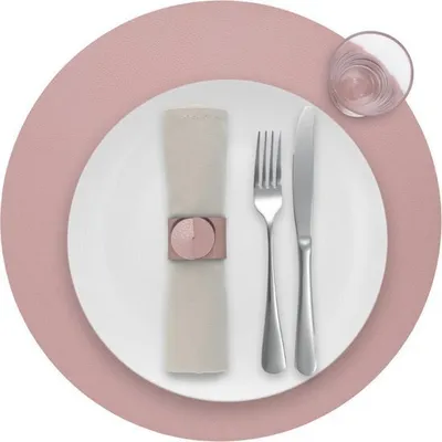 Produktbild von Platzdeckchen Skinnatur "Rosewater" - Platzsets - Tischset - Rund - Recyceltes Leder - Rosa - 38cm - 1 Stück