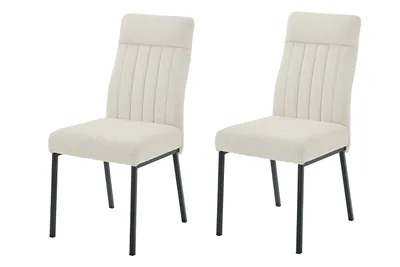 Produktbild von Hela Tische, 2er Set Esszimmerstuhl Catania, Bezug Webstoff Chenille Beige Steppungen, FEDERKORB Polsterung, ergonomischer Rücken, 140kg belastbar