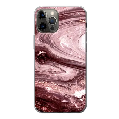 Produktbild von MuchoWow® Handyhülle Schutzhülle Hülle für iPhone 12 Pro Marmor - Gold - Rosa Silikon Softcase Handy Hülle - Abdeckung