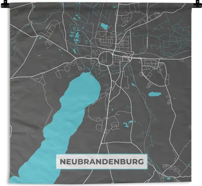 Produktbild von MuchoWow® Wandteppich Wandbehang Blau - Deutschland - Karte - Stadtplan - Neubrandenburg 150x150 cm Tapisserie Dekoration Wandtuch - Wohnaccessoires - Modernes