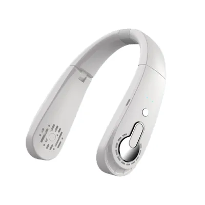 Imagen del producto de Ventilador portátil plegable para el cuello. Giratorio 360°. Tres velocidades de ventilación. Mini ventilador, color blanco