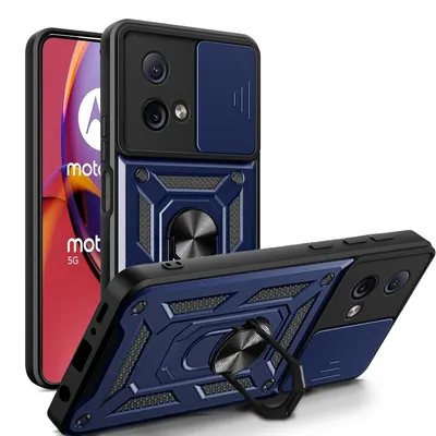 Produktbild von Outdoor Panzer Hülle Motorola Moto G84 Handyhülle mit Kameraschutz Ringhalter Blau