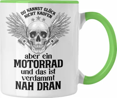 Produktbild von Trendation - Motorradfahrer Geschenk für Männer Motorrad Tasse Spruch Kaffeetasse für Biker Herren (Grün)